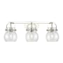 Innovations Lighting Pilaster II Sphere 3 Light 27" Wide Vanity Light Polished Nickel / Clear