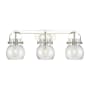 Innovations Lighting Pilaster II Sphere 3 Light 27" Wide Vanity Light Polished Nickel / Seedy