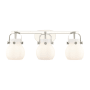 Innovations Lighting Pilaster II Sphere 3 Light 27" Wide Vanity Light Polished Nickel / Matte White