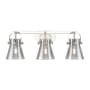 Innovations Lighting Pilaster II Cone 3 Light 27" Wide Vanity Light Polished Nickel / Plated Smoke