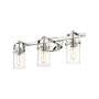 Innovations Lighting Pilaster II Cylinder 3 Light 25" Wide Vanity Light Polished Nickel / Clear