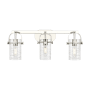Innovations Lighting Pilaster II Cylinder 3 Light 25" Wide Vanity Light Polished Nickel / Deco Swirl