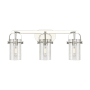 Innovations Lighting Pilaster II Cylinder 3 Light 25" Wide Vanity Light Polished Nickel / Seedy
