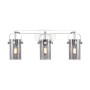 Innovations Lighting Pilaster II Cylinder 3 Light 25" Wide Vanity Light Polished Nickel / Plated Smoke