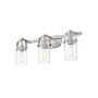 Innovations Lighting Pilaster 3 Light 24" Wide Vanity Light Brushed Satin Nickel / Clear