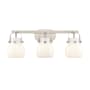 Innovations Lighting Pilaster II Sphere 3 Light 27" Wide Vanity Light Satin Nickel / Matte White
