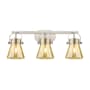 Innovations Lighting Pilaster II Cone 3 Light 27" Wide Vanity Light Satin Nickel / Mercury