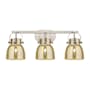 Innovations Lighting Pilaster II Bell 3 Light 27" Wide Vanity Light Satin Nickel / Mercury