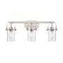Innovations Lighting Pilaster II Cylinder 3 Light 25" Wide Vanity Light Satin Nickel / Deco Swirl