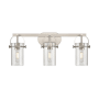 Innovations Lighting Pilaster II Cylinder 3 Light 25" Wide Vanity Light Satin Nickel / Seedy
