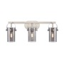 Innovations Lighting Pilaster II Cylinder 3 Light 25" Wide Vanity Light Satin Nickel / Plated Smoke