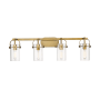 Innovations Lighting Pilaster 4 Light 35" Wide Vanity Light Brushed Brass / Clear
