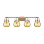 Innovations Lighting Pilaster II Sphere 4 Light 37" Wide Vanity Light Brushed Brass / Mercury