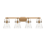 Innovations Lighting Pilaster II Cone 4 Light 37" Wide Vanity Light Brushed Brass / Seedy