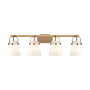 Innovations Lighting Pilaster II Cone 4 Light 37" Wide Vanity Light Brushed Brass / Matte White