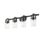 Innovations Lighting Pilaster 4 Light 35" Wide Vanity Light Matte Black / Clear
