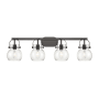 Innovations Lighting Pilaster II Sphere 4 Light 37" Wide Vanity Light Matte Black / Seedy