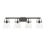 Innovations Lighting Pilaster II Cone 4 Light 37" Wide Vanity Light Matte Black / Clear