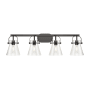 Innovations Lighting Pilaster II Cone 4 Light 37" Wide Vanity Light Matte Black / Seedy