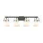 Innovations Lighting Pilaster II Cone 4 Light 37" Wide Vanity Light Matte Black / Matte White