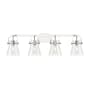 Innovations Lighting Pilaster II Cone 4 Light 37" Wide Vanity Light Polished Chrome / Clear