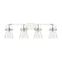 Innovations Lighting Pilaster II Cone 4 Light 37" Wide Vanity Light Polished Chrome / Seedy