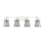 Innovations Lighting Pilaster II Cone 4 Light 37" Wide Vanity Light Polished Chrome / Plated Smoke