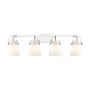 Innovations Lighting Pilaster II Cone 4 Light 37" Wide Vanity Light Polished Chrome / Matte White