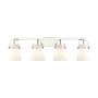 Innovations Lighting Pilaster II Cone 4 Light 37" Wide Vanity Light Polished Nickel / Matte White