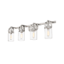 Innovations Lighting Pilaster 4 Light 35" Wide Vanity Light Brushed Satin Nickel / Clear