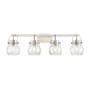 Innovations Lighting Pilaster II Sphere 4 Light 37" Wide Vanity Light Satin Nickel / Seedy