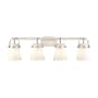 Innovations Lighting Pilaster II Cone 4 Light 37" Wide Vanity Light Satin Nickel / Matte White
