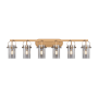 Innovations Lighting Pilaster II Cylinder 6 Light 44" Wide Vanity Light Brushed Brass / Plated Smoke