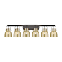 Innovations Lighting Pilaster II Bell 6 Light 46" Wide Vanity Light Matte Black / Mercury