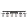 Innovations Lighting Pilaster II Cylinder 6 Light 44" Wide Vanity Light Matte Black / Plated Smoke