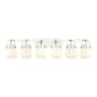 Innovations Lighting Pilaster II Sphere 6 Light 46" Wide Vanity Light Polished Nickel / Matte White