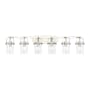 Innovations Lighting Pilaster II Cylinder 6 Light 44" Wide Vanity Light Polished Nickel / Clear