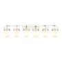 Innovations Lighting Pilaster II Cylinder 6 Light 44" Wide Vanity Light Polished Nickel / Matte White