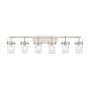 Innovations Lighting Pilaster II Cylinder 6 Light 44" Wide Vanity Light Satin Nickel / Deco Swirl