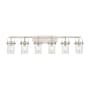Innovations Lighting Pilaster II Cylinder 6 Light 44" Wide Vanity Light Satin Nickel / Seedy
