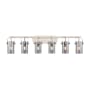 Innovations Lighting Pilaster II Cylinder 6 Light 44" Wide Vanity Light Satin Nickel / Plated Smoke