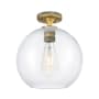 Innovations Lighting Crown Point 10" Wide Semi-Flush Globe Ceiling Fixture Brushed Brass / Clear