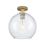 Innovations Lighting Crown Point 10" Wide Semi-Flush Globe Ceiling Fixture Brushed Brass / Seedy