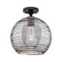 Innovations Lighting Crown Point 10" Wide Semi-Flush Globe Ceiling Fixture Matte Black / Light Smoke Deco Swirl
