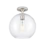 Innovations Lighting Crown Point 10" Wide Semi-Flush Globe Ceiling Fixture Satin Nickel / Clear