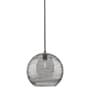 Innovations Lighting Crown Point 12" Wide Pendant Matte Black / Light Smoke Deco Swirl