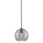 Innovations Lighting Crown Point 8" Wide Mini Pendant Matte Black / Light Smoke Deco Swirl
