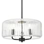 Innovations Lighting Windsor 3 Light 16" Wide Pendant with Clear Ribbed Glass Shade Matte Black
