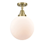 Innovations Lighting Beacon 10" Wide Semi-Flush Ceiling Fixture Antique Brass / Matte White