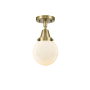 Innovations Lighting Beacon 6" Wide Semi-Flush Globe Ceiling Fixture Antique Brass / Matte White